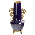 Ваза темно-синяя фарфоровая с бронзовыми ручками и ножками Eden Garden варинант исполнения - 1 | Loft Concept в Волгограде