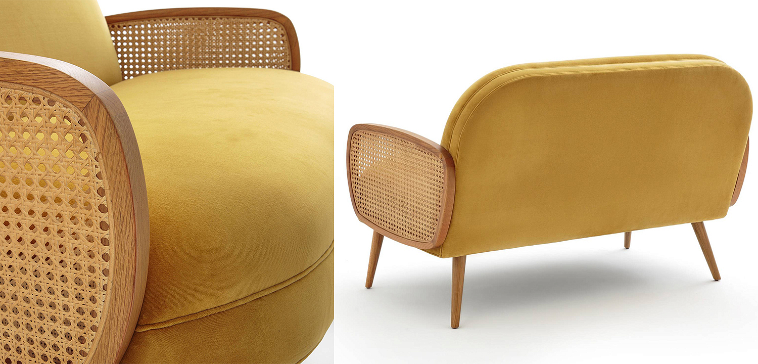 Диван Morten Wicker Sofa Горчичный Диван Morten Wicker Sofa Горчичный - Loft-Concept в Волгограде