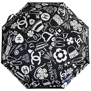 Зонт раскладной CHANEL дизайн 009 Черный цвет