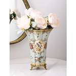 Ваза голубого цвета из фарфора с цветочным рисунком и бронзовой стрекозой Blue Garden варинант исполнения - 4 | Loft Concept в Волгограде