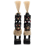 Комплект из 2-х деревянных статуэток Asmat Straw Headdress Statuettes Multicolor варинант исполнения - 1 | Loft Concept в Волгограде