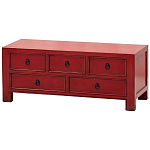 Деревянная ТВ-тумба с 5-ю выдвижными ящиками в китайском стиле красная Wei Chinese TV Stand варинант исполнения - 2 | Loft Concept в Волгограде