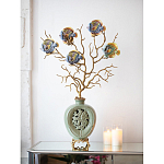 Ваза зеленая с бронзовыми ветвями и фарфоровыми рыбками Eden Garden варинант исполнения - 4 | Loft Concept в Волгограде