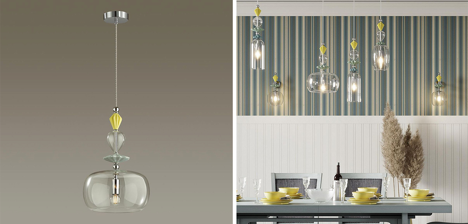 Подвесной светильник Iris Glas hanging lamp candy A chrome Подвесной светильник Iris Glas hanging lamp candy A chrome - Loft-Concept в Волгограде