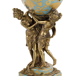 Ваза голубого цвета из фарфора с золотым растительным орнаментом и бронзовыми фигурками женщин Eden Garden porcelain and bronze варинант исполнения - 1 | Loft Concept в Волгограде