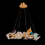 Люстра круглая на золотом каркасе с птичками и цветочным декором Miscellaneous herbs варинант исполнения - 2 | Loft Concept в Волгограде