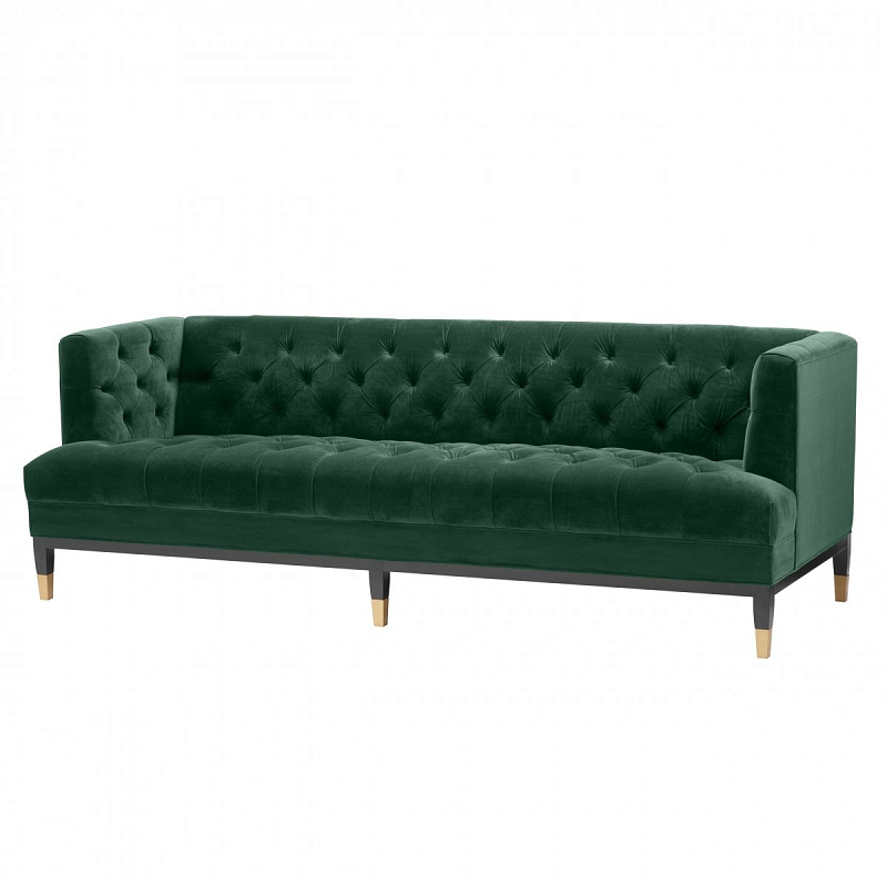 Диван Eichholtz Sofa Castelle dark green Зеленый Латунь Черный Диван Eichholtz Sofa Castelle dark green Зеленый Латунь Черный в Волгограде | Loft Concept
