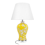 Настольная лампа желтая с изображением белых птиц Flight Among Acacia варинант исполнения - 1 | Loft Concept в Волгограде