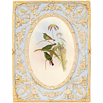 Декоративный постер с изображением птиц в раме с рельефным растительным узором Blooming Birds Poster варинант исполнения - 12 | Loft Concept в Волгограде