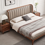Кровать двуспальная с мягким изголовьем Moon Walnut Bed варинант исполнения - 1 | Loft Concept в Волгограде