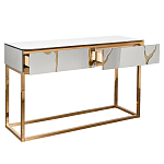 Консоль с ящиками зеркальная с золотым декором Gold Painted Mirror Console варинант исполнения - 2 | Loft Concept в Волгограде