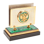 Настольный письменный набор из малахита и долерита с декором в виде герба России Leader Organizer варинант исполнения - 6 | Loft Concept в Волгограде