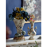 Ваза белого цвета из фарфора с цветочным рисунком и бронзовыми ручками с фигурками птиц Eden Garden porcelain and bronze варинант исполнения - 6 | Loft Concept в Волгограде