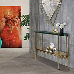 Консоль овальной формы золотая с полкой для хранения Craig варинант исполнения - 4 | Loft Concept в Волгограде