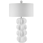 Настольная лампа белая с тканевым абажуром в форме цилиндра Morphing варинант исполнения - 4 | Loft Concept в Волгограде