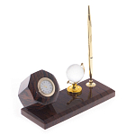 Настольный письменный набор с глобусом и ручкой из натурального обсидиана World Globe варинант исполнения - 2 | Loft Concept в Волгограде