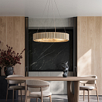 Люстра круглая из толстых деревянных реек Natural Style варинант исполнения - 4 | Loft Concept в Волгограде