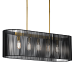 Люстра подвесная овальной формы с металлическим решетчатым абажуром матово-черного цвета и 5 лампами Kichler варинант исполнения - 1 | Loft Concept в Волгограде