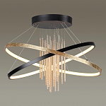 Люстра подвесная с 2-мя пересекающимися круглыми подвесами в черном и золотистом цвете и вертикальными подвесками Ring Horizontal варинант исполнения - 2 | Loft Concept в Волгограде