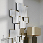 Золотое зеркальное панно из зеркальных квадратов Overlapping варинант исполнения - 2 | Loft Concept в Волгограде