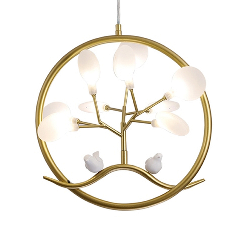 Люстра подвесная круглая Lamp Dexter Белый Золотой в Волгограде | Loft Concept 