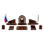 Настольный письменный набор с часами из природного камня обсидиана  Contract Extended варинант исполнения - 1 | Loft Concept в Волгограде