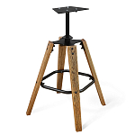 Барный стул со спинкой и подлокотниками на 4-х коричневых деревянных ножках Бежевый Велюр Ava Charm варинант исполнения - 6 | Loft Concept в Волгограде