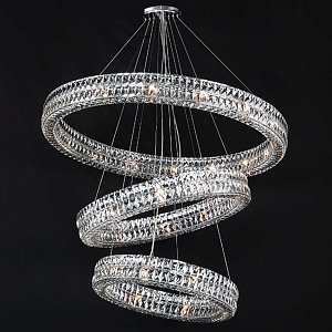 Хрустальная Люстра Элизабет из трех колец Хром 