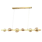 Люстра светодиодная линейная с 6-ю круглыми плафонами коньячного цвета Iona Chandelier Brass  варинант исполнения - 1 | Loft Concept в Волгограде