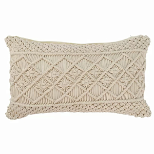 Чехол на подушку с макраме бежевого цвета Macrame