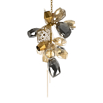 Люстра подвесная вытянутой формы с плафонами из стекла и металла с тремя вертикальными подвесками Gilded Mirage  варинант исполнения - 4 | Loft Concept в Волгограде