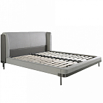 Кровать двуспальная серая с мягким изголовьем из экокожи и ткани Modern Look варинант исполнения - 2 | Loft Concept в Волгограде