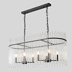 Люстра подвесная овальная со стеклянными прозрачными трубками и металлическим каркасом черного цвета Nembus варинант исполнения - 5 | Loft Concept в Волгограде