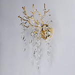 Бра золотого цвета с декоративными ветвями и прозрачными подвесками в форме листьев Droplet Chandelier варинант исполнения - 3 | Loft Concept в Волгограде