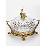 Конфетница из прозрачного рельефного стекла с ручкой и фигуркой лебедя Eden Garden варинант исполнения - 2 | Loft Concept в Волгограде