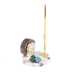 Часы настольные с шариковой металлической ручкой из натурального камня Stone Clock варинант исполнения - 2 | Loft Concept в Волгограде