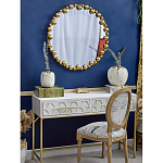 Зеркало круглое в фактурной золотистой раме из металла Mirror Golden Placer варинант исполнения - 2 | Loft Concept в Волгограде