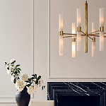 Люстра золотая с 16-ю тонкими цилиндрическими плафонами Shoulders варинант исполнения - 3 | Loft Concept в Волгограде