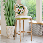 Барный стул золотистый из натурального бука с изображением птицы и цветов Blooming Birds варинант исполнения - 2 | Loft Concept в Волгограде