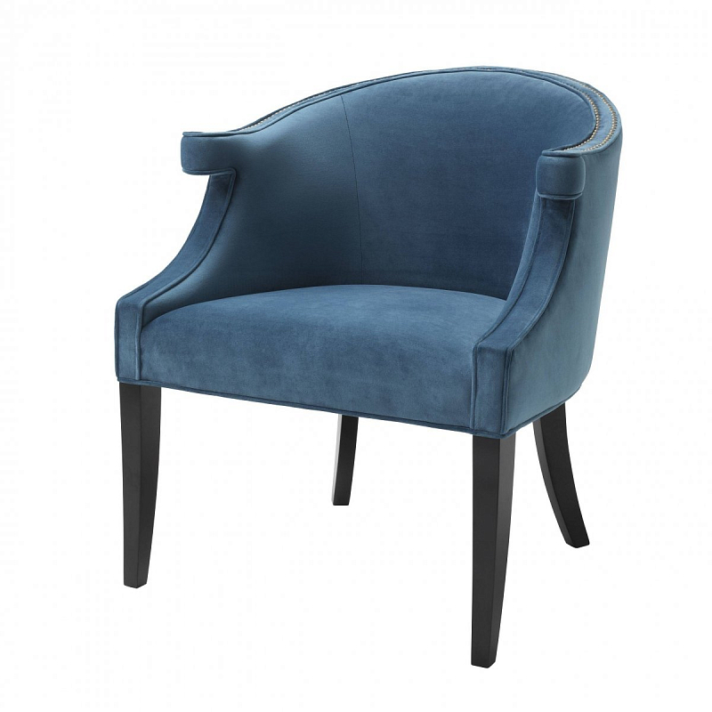 Кресло Eichholtz Chair Margaux blue Черный Синий в Волгограде | Loft Concept 