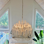Люстра белая с несколькими ярусами деревянных палочек Bright Wooden Chandelier варинант исполнения - 2 | Loft Concept в Волгограде