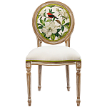 Стул бежевый из натурального бука с изображением птиц и цветов Blooming Red Birds варинант исполнения - 1 | Loft Concept в Волгограде