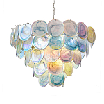 Люстра с каскадом из круглых разноцветных стеклянных дисков Mother of Pearl Iridescence варинант исполнения - 5 | Loft Concept в Волгограде