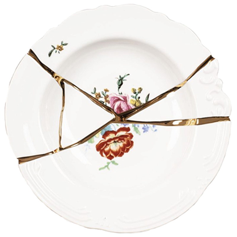 Тарелка глубокая Seletti Kintsugi Белый Золотой Мульти Тарелка глубокая Seletti Kintsugi Белый Золотой Мульти в Волгограде | Loft Concept