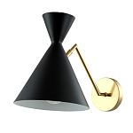 Бра черного цвета с конусообразным плафоном на золотом основании Loft Metal варинант исполнения - 1 | Loft Concept в Волгограде