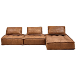 Модульное коричневое кожаное кресло Caron Leather Armchair варинант исполнения - 5 | Loft Concept в Волгограде