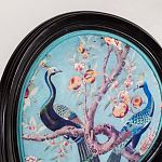 Полукресло из массива бука бирюзовое с изображением птиц и цветов Turquoise Chinoiserie Garden Chair варинант исполнения - 5 | Loft Concept в Волгограде