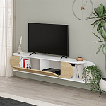 ТВ-тумба подвесная белая с полкой и откидной дверцей цвета древесины TONE TV STAND WHITE варинант исполнения - 3 | Loft Concept в Волгограде