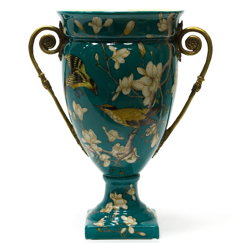 Фарфоровая ваза Porcelain Turquoise Cup Бирюзовый Бронза Фарфоровая ваза Porcelain Turquoise Cup Бирюзовый Бронза в Волгограде | Loft Concept