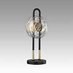 Настольная лампа черного цвета с круглым прозрачным стеклянным плафоном Virelia  варинант исполнения - 3 | Loft Concept в Волгограде